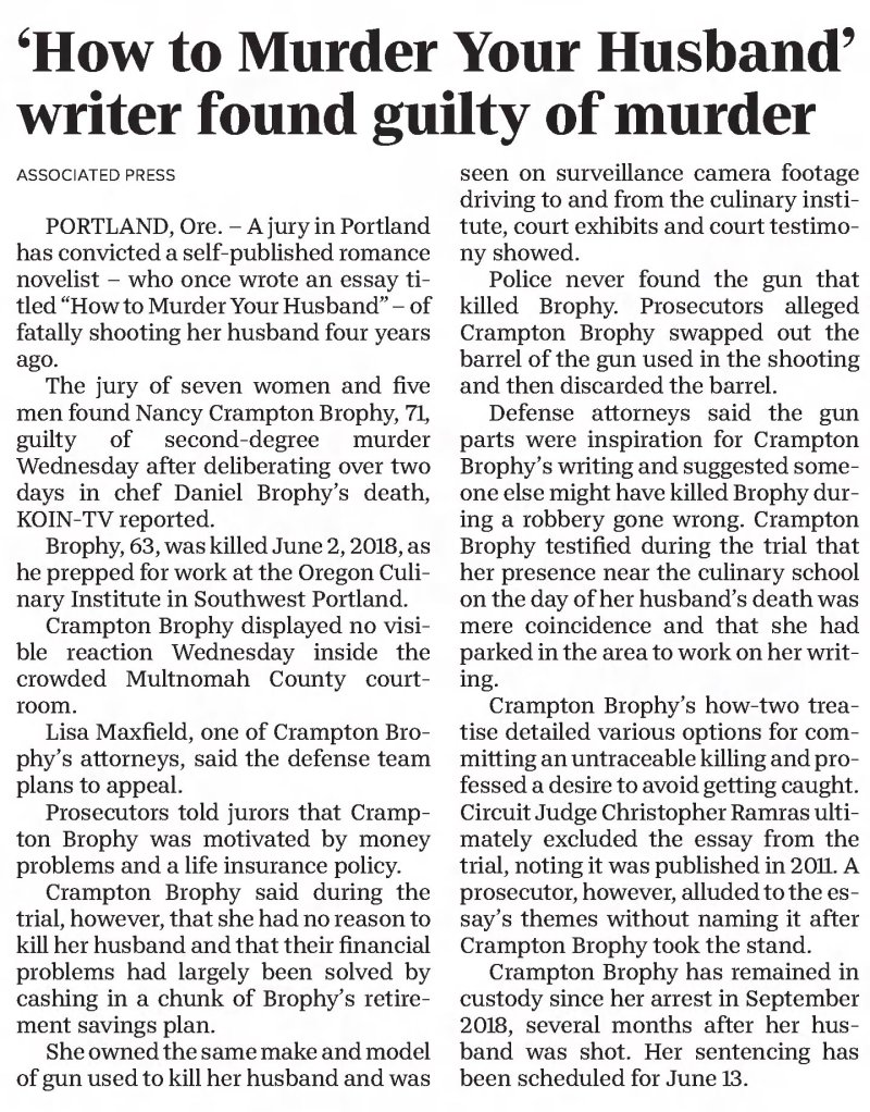 Nancy Crampton-Brophy convicted of murder